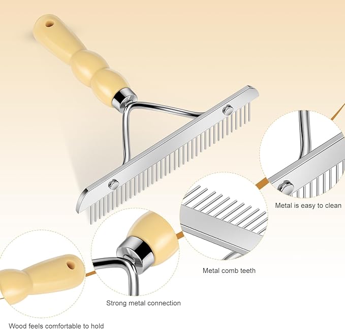 Metal Handheld Carpet Rake for Fluffy Plush, Pet Hair Removal Tool, Reusable Cat & Dog Hair Remover Comb, Brush Scraper Broom for Shag Rugs, Home Cleaning - Efficient Pet Hair Pickup