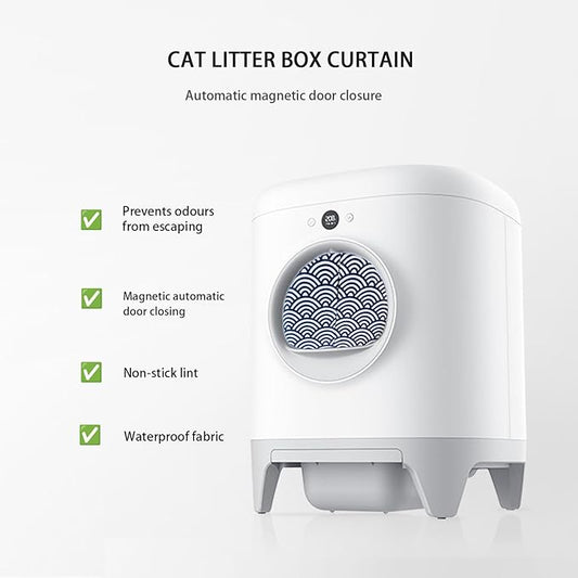 Curtain for Self Cleaning Cat Litter Box,Reduces Cat Litter Bounce, Stops Odors from The Litter Box Self Cleaning (Wave)