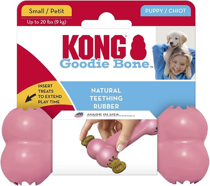 KONG Puppy Goodie Bone - Stuffable Natural Rubber Chew Toy for Small Dogs & Teething Puppies - Pink