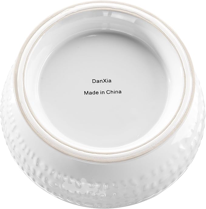 6.7" Non-Slip Ceramic Dog Bowl, 23 Oz Heavy-Duty Dog Food/Water Dish, Pet Feeding Bowl for Small and Medium Dogs, Food Grade Porcelain Pet Feeder Bowl, Microwave and Dishwasher Safe, White