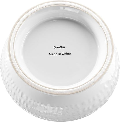 6.7" Non-Slip Ceramic Dog Bowl, 23 Oz Heavy-Duty Dog Food/Water Dish, Pet Feeding Bowl for Small and Medium Dogs, Food Grade Porcelain Pet Feeder Bowl, Microwave and Dishwasher Safe, White