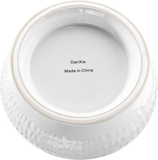 6.7" Non-Slip Ceramic Dog Bowl, 23 Oz Heavy-Duty Dog Food/Water Dish, Pet Feeding Bowl for Small and Medium Dogs, Food Grade Porcelain Pet Feeder Bowl, Microwave and Dishwasher Safe, White