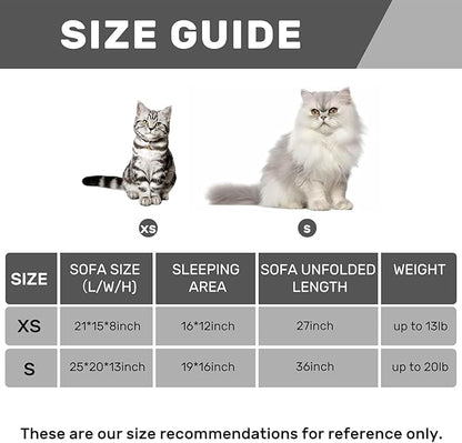 Hollypet Cat Bed Fluffy Plush Mutifuctional Double-Layer Soft Pet Couch Orthopedic Sofa Nest Beds for Small Cats and Dogs, Pink Stripes (21x15x8 inch)