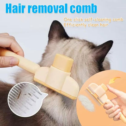 6 Pcs Pet Multifunctional Knotting and Pet Hair Removal Comb One-Click Self-Cleaning Grooming Brush for Dogs, Cats, Puppies, and Rabbits, Plastic Grooming Comb for Hair Shedding and Tangle Removal