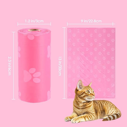 Poop Bags Rolls 256 Count - 9x13 Inches Pink Thickened Leakproof Lavender scent Poo Bags for Dogs, Eco-Friendly Pet Waste Bags for Walking, Home, Travel