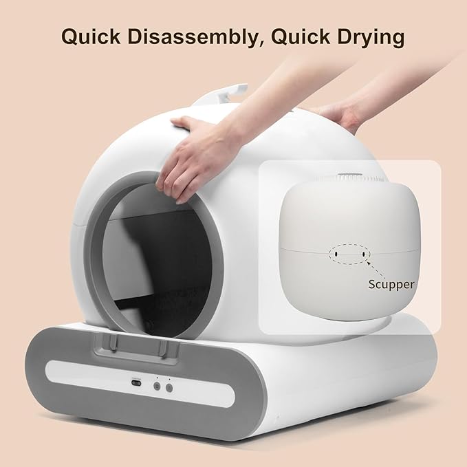 DOEL Cat Litter Box Automatic Cleaning, Automatic Litter Box with Large Capacity, App Control, Safety Protection, Leak Prevention
