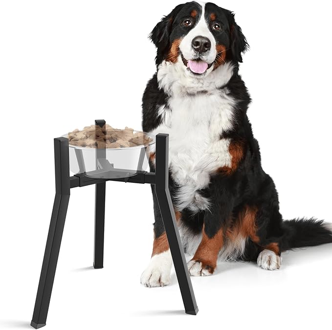SHAINFUN Raised Dog Bowl Stand, Adjustable Width 8.3-12.6", Single Elevated Food Water Holder, Bowl Not Included