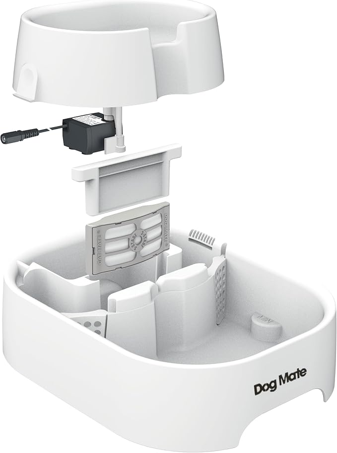 Dog Mate Large Multi-Level Pet Water Fountain (385) - Water Drinking Station for Dogs and Cats, Designed for Easy Hydration, 200 fl. oz. Capacity, White