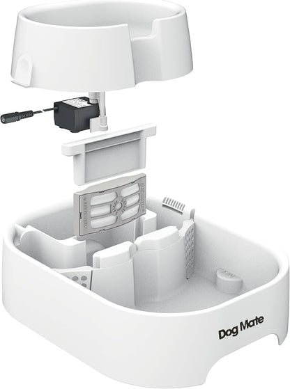 Dog Mate Large Multi-Level Pet Water Fountain (385) - Water Drinking Station for Dogs and Cats, Designed for Easy Hydration, 200 fl. oz. Capacity, White
