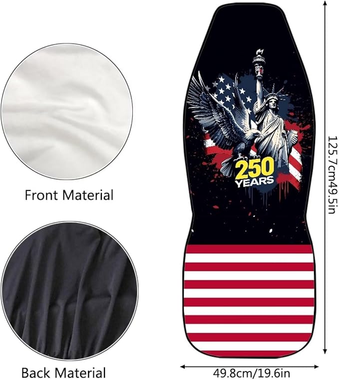 250th Anniversary Car Front Seat Covers Eagle 2 Packs Automotive Front Seat Covers Waterproof Bucket Seat Cover Protective Car Interior Accessory