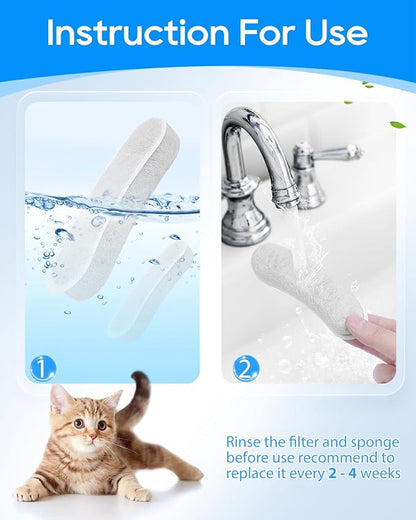 Pet Fountain Filters for Dog Waterer Fountain Compatible with W600 Automatic Dog Water 205oz/6L Dispenser, 8 Pack Large Pet Fountains Filter Replacement Fit for Cat Water Drinking Bowl