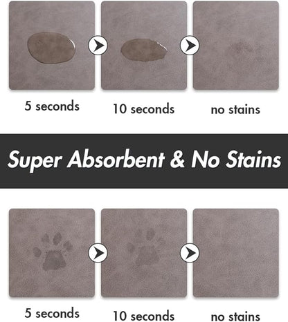 MontVoo-Absorbent Pet Feeding Mat-No Stains Pet Mat for Food and Water Bowl-Quick Dry Cat & Dog Food Mat Water Dispenser Mat-Pet Supplies Mat-Dog Water Bowl Mat for Messy Drinker,（Brown,17"x28"）
