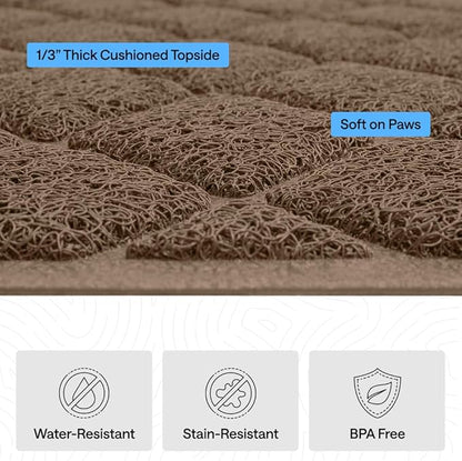 GORILLA GRIP Cat Litter Box Mat, 32x32, Water Resistant, US Designed Kitty Litter Trapping Mats, Easy to Clean, Scatter Control, Less Mess and Clean Floors, Kitten Supplies for Indoor Cats, Brown