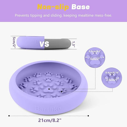 Dog Lick Bowl, Slow Feeder Dog Bowl Licking Mat for Small to Large Dogs, BPA-Free Non-Slip Silicone Slow Feeder Treat Dispenser for Anxiety Relief, Freezer & Dishwasher Safe (Purple, 8.2"×2")