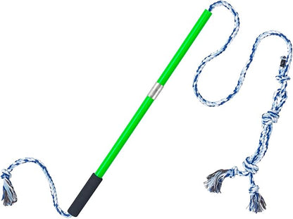 Interactive Flirt Pole Toy for Dogs Chase and Tug of War,Durable Teaser Wand with Pet Fleece Rope Tether Lure Toy to Outdoor Exercise & Training for Small Medium Large Dogs (Blue White)