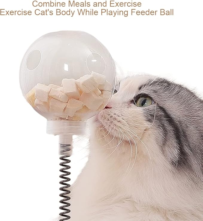 Marchul Cat Puzzle Feeder, Interactive Cat Toy with Treat Dispenser & Roller Track Ball, Wooden Slow Feeder Ball for Indoor Cats, 3-in-1 Food Puzzle Toy for Mental Stimulation