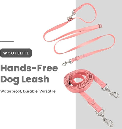 Hands-Free Waterproof Dog Leash, Adjustable Waist & Crossbody Dog Leash for Running, Walking & Hiking (Pink, 7 FT)