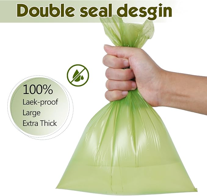 Dog Poop Bags 1140 Count (57 Rolls), Unscented Leak-Proof Waste Bag, 13x9" Green Doggy Poop Bags with Bone-Shaped Dispenser, Extra Thick & Easy Detach