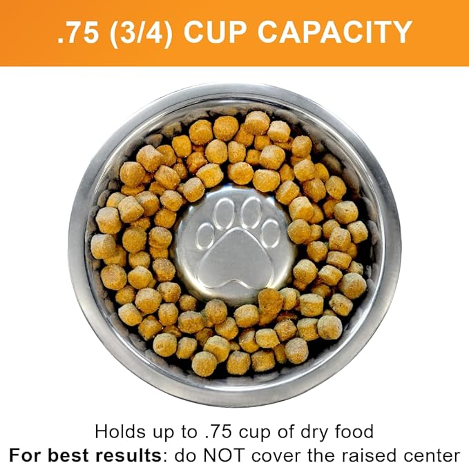 Neater Pet Brands Stainless Steel Slow Feed Dog Bowl for Fast Eating Small Breeds, Metal Slow Feeder Dog Bowl Fits in Cat & Small Neater Feeders, for Puppy or Dogs (< 15 lbs), 3/4 Cup Food Capacity