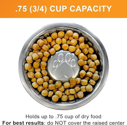 Neater Pet Brands Stainless Steel Slow Feed Dog Bowl for Fast Eating Small Breeds, Metal Slow Feeder Dog Bowl Fits in Cat & Small Neater Feeders, for Puppy or Dogs (< 15 lbs), 3/4 Cup Food Capacity