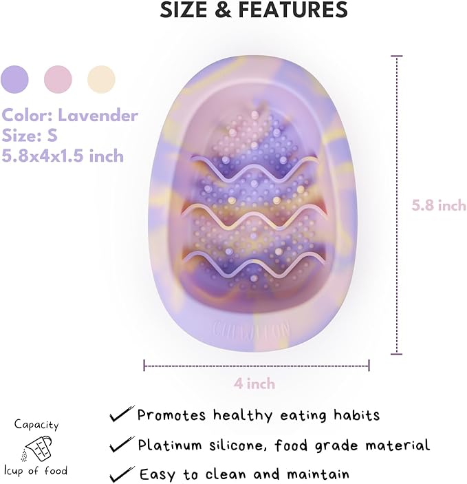 CHEWFFON Easter Dog & Cat Lick Mat Bowls, BPA-Free Silicone Slow Feeder Bowl with Suction Cups, Non Slip Pet Food Bowl Reduces Boredom and Anxiety, Dishwasher Safe, Lavender Purple Small