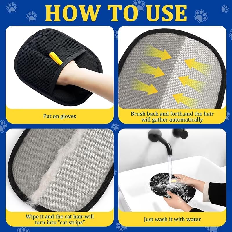 2 Pack Pet Hair Removal Glove, Reusable Electrostatic Magic Brush Glove for Couch, Carpet, and Car Seat (Black) - Image 3