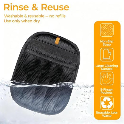 Electrostatic Pet Hair Remover Gloves, 2-Pack Reusable Washable 5-Finger Grooming Mitts for Dog & Cat Fur, Lint Remover for Couch, Furniture, Carpet, Clothes, Car Seats