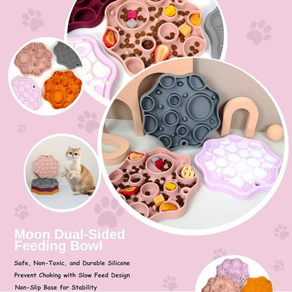Dog Slow Feeder, Moon Dual-Sided Pet Feeding Bowl, Food-Grade Silicone, Slow Feed & Lick-Friendly Design, Easy to Clean, Anti-Slip, Durable & Safe for Cats and Dogs Cloud