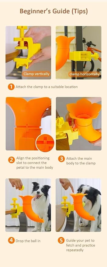 Silent Dog Self-Serving Ball Launcher Bougainvillea Pet Interactive Ball Launcher Durable PP Material Dog Training and Boredom-Busting Tool