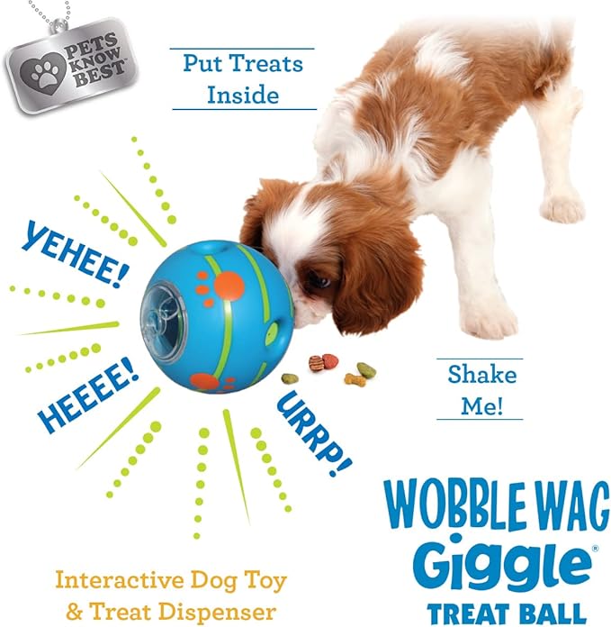 Wobble Wag Giggle Ball Interactive Dog Treat Dispensing Toy, Giggle Sounds Keeps Dogs Busy and Entertained, Pets Know Best