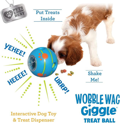 Wobble Wag Giggle Ball Interactive Dog Treat Dispensing Toy, Giggle Sounds Keeps Dogs Busy and Entertained, Pets Know Best