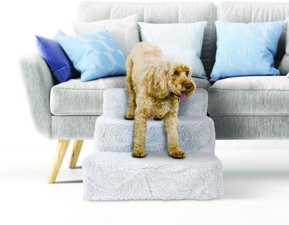 Pet Parade Three Step Pet Stairs – Easy Access to Beds and Couches for Pets – Easy Assembly –Removable Cover – Easy Cleaning