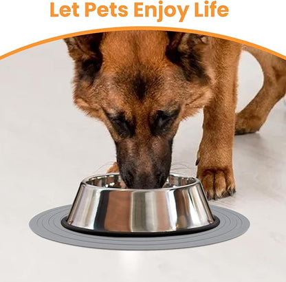 Ptlom 2pcs Pet Placemat for Dogs and Cats, Waterproof Silicone Dog Feeding Bowl Mats for Food and Water, Small Medium Large Pet Mat Prevent Residues from Spilling to Floor, White, 9.5Inch