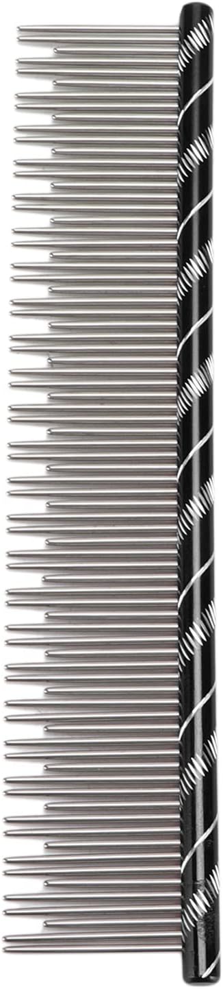 Pet Hair Removal Comb Reusable Comfortable Stainless Steel Comb for Cat Grooming Pet Hair Removal Comb Stainless Steel Pet Comb Open Knot Comb Grooming Comb (Black)