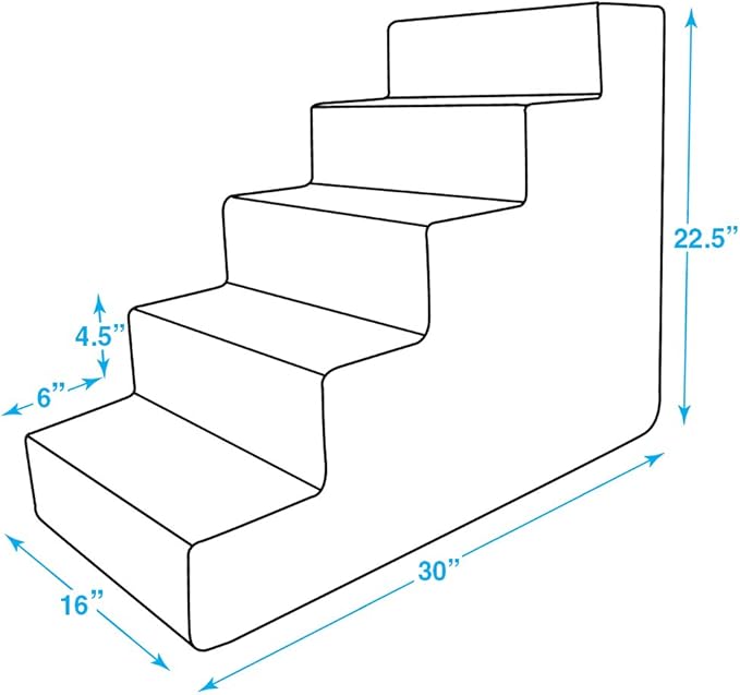 Best Pet Supplies Dog Stairs & Steps - Foam Steps for Small Dogs & Cats, Non-Slip Indoor Balanced Pet Step Support, Dog Ramp, No Assembly, Brown Linen, 5-Step (22.5-inch Height)