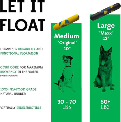 Goughnuts Large Water Stick – Floating Dog Toys for Water Fetch, Interactive Heavy Duty Dog Pool Toy for Aggressive Chewers, Big and Large Dogs 60+ lbs, Natural Reinforced Rubber Float, USA Made