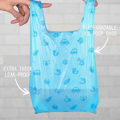 Dog poop bag 100 Counts Biodegradable Poop Bags | Dog Waste Bags, Unscented with Easy-tie Handles Poop Bags for Dogs, Eco-Friendly, Leak Proof, Easy Open, 7.3x 14.5 Inches