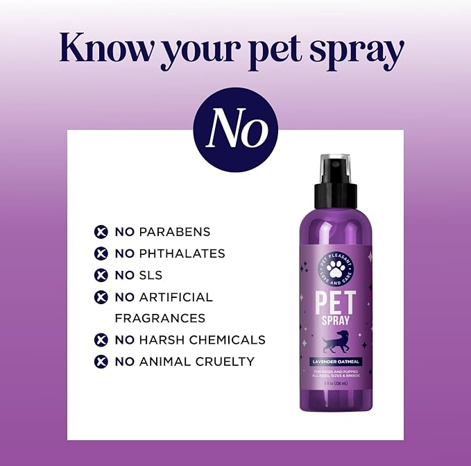 Lavender Oil Dog Deodorizing Spray - Dog Spray for Smelly Dogs and Puppies and Dog Calming Spray with Lavender Essential Oil - Lightly Scented Dog Deodorizer for Smelly Dogs and Dog Essentials