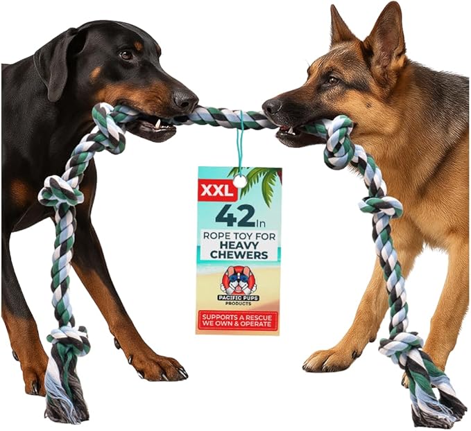 Giant Dog Rope Toys for Extra Large Dogs - 42 Inch, 6 Knot Tough Rope Chew Toys for Large Dogs - Benefits Non-Profit Animal Rescue - Indestructible Dog Toy for Aggressive Chewers