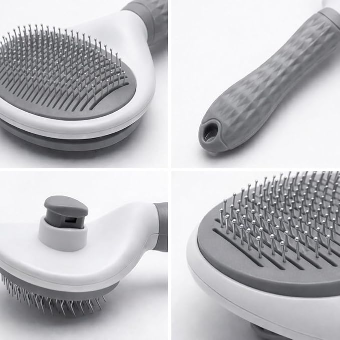 Self Cleaning Slicker Brush for Dogs Cats - One-Click Pet Grooming Tool, Removes Loose Undercoat & Tangles | Gentle Massaging Bristles for Long/Short Hair | Effective Deshedding