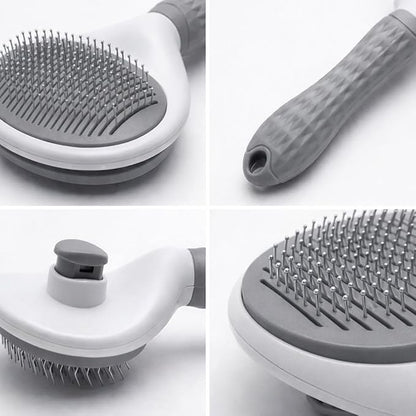 Self Cleaning Slicker Brush for Dogs Cats - One-Click Pet Grooming Tool, Removes Loose Undercoat & Tangles | Gentle Massaging Bristles for Long/Short Hair | Effective Deshedding