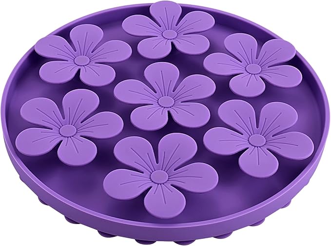 Slow Feeder,Cat Help Slow Down Eating Speed Cut Flower Silicone Rubber Cute Slow Feeder for Puppy/Cat/Dog