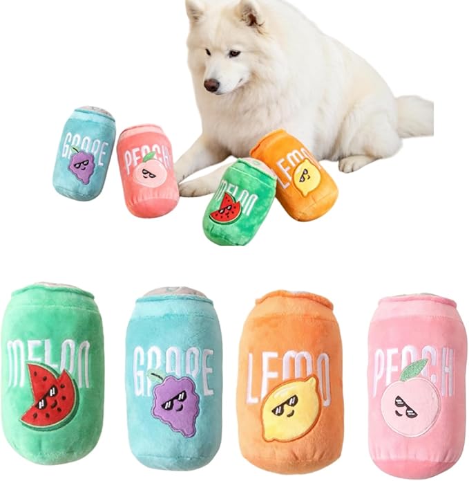 4 Pcs Interactive Dog Toys to Keep Them Busy, Squeaky Dog Toys for Small, Medium Dogs, Puppy Teething Toys for Gentle Chew, Non-Destructive Play (Colorful)