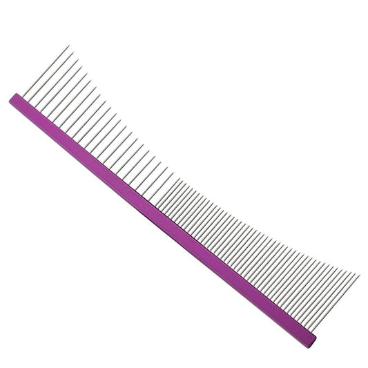 6.5 Inch Professional Concave Crescent Coarse Grooming Pet Comb Portable Wide/Fine Tooth Comb for Dogs & Cats Face & Chin Removing Tangles, Knots,Flea,Undercoat,and Excess Hair,Rounded Corners Design
