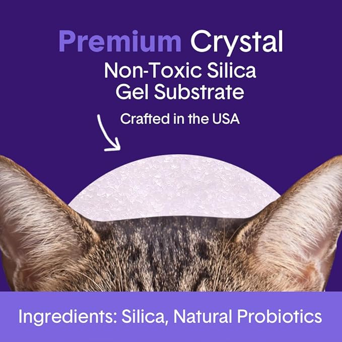 Boxie® Probiotic Unscented Crystal Cat Litter, 40-Day Odor Control, 18lb (3 Pack of 6lb Bags), Non-Clumping, Dust-Free, Lightweight