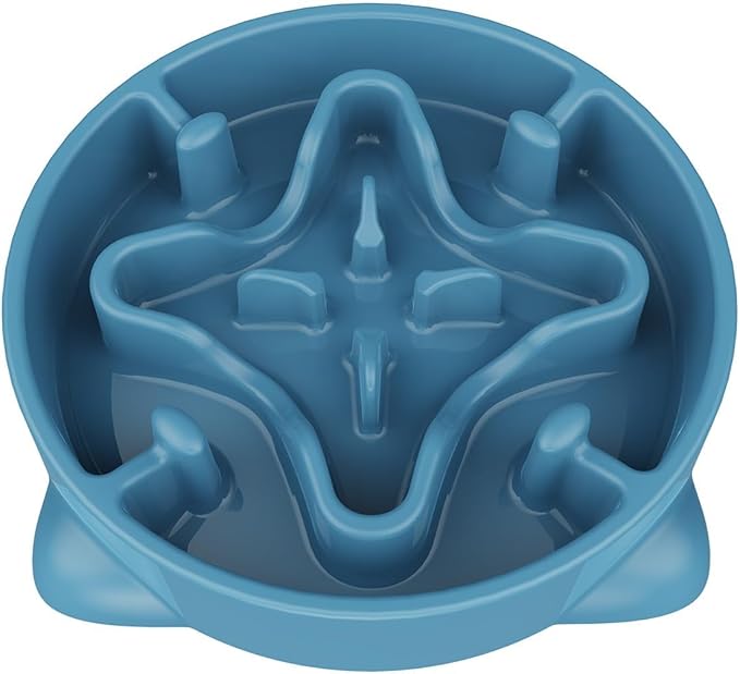Slow Feeder Dog Bowls Medium Breed, Dog Food Bowl Medium Anti-Choking Bloat Stop Puzzle Healthy Eating Bowl (Blue, 2 Cup)