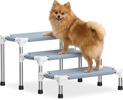 13 Inch Dog Stairs - 3 Tiers Non-Slip Dog Steps for Small Dogs, Cats & Senior Pets, Joint-Friendly Pet Steps for Bed Sofa Car, Stable Anti-Skid Bottom Pet Ladder