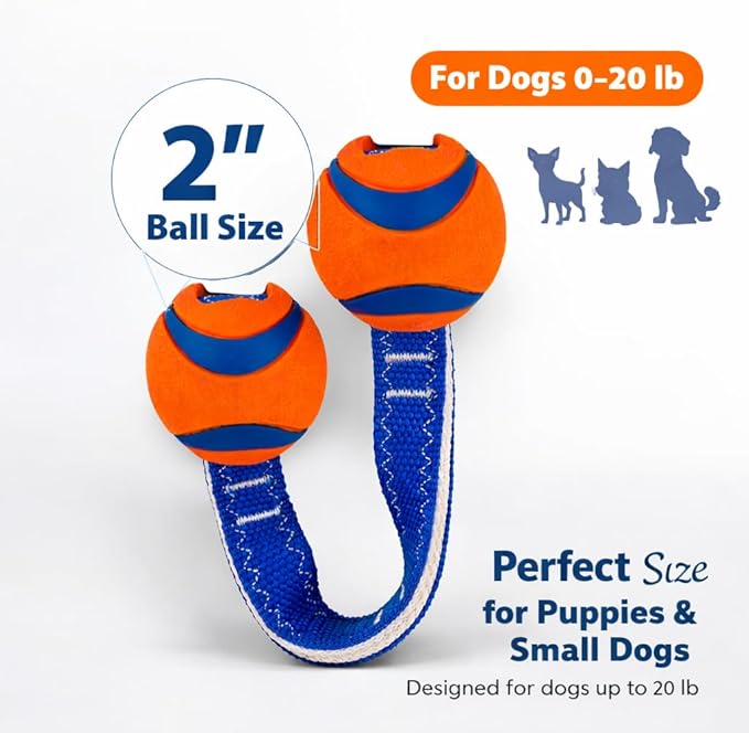 Ultra Duo Tug Rope Dog Toy 2” Small for Puppies & Small Dogs 0–20 lb, Indoor Outdoor Fetch & Interactive Play, Durable Braided Toy, Pack of 1
