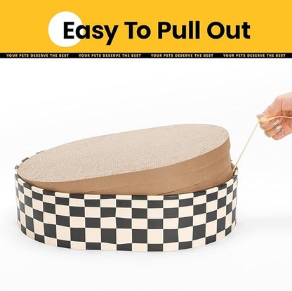 Cat Scratcher Box with 4 Cat Scratching Board Reversible Scratch Pad, Heavy Duty Corrugated Cardboard Pet Bed Lounger Kitty Scratchers for Indoor, Protects Furniture,Kittens Gifts-Large