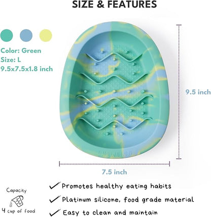CHEWFFON Easter Dog & Cat Lick Mat Bowls, BPA-Free Silicone Slow Feeder Bowl with Suction Cups, Non Slip Pet Food Bowl Reduces Boredom and Anxiety, Dishwasher Safe, Green